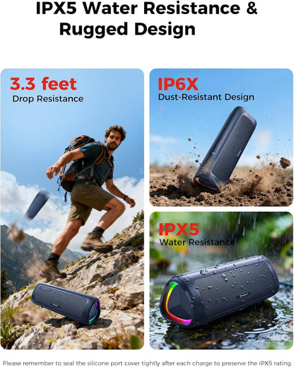 Bluetooth Speaker, 20W HD Sound, Portable Wireless, IPX5 Waterproof, up to 24H Playtime, TWS Pairing, for Home/Party/Outdoor/Camping/Beach Essentials, Electronic Gadgets, Birthday Gift (Navy)