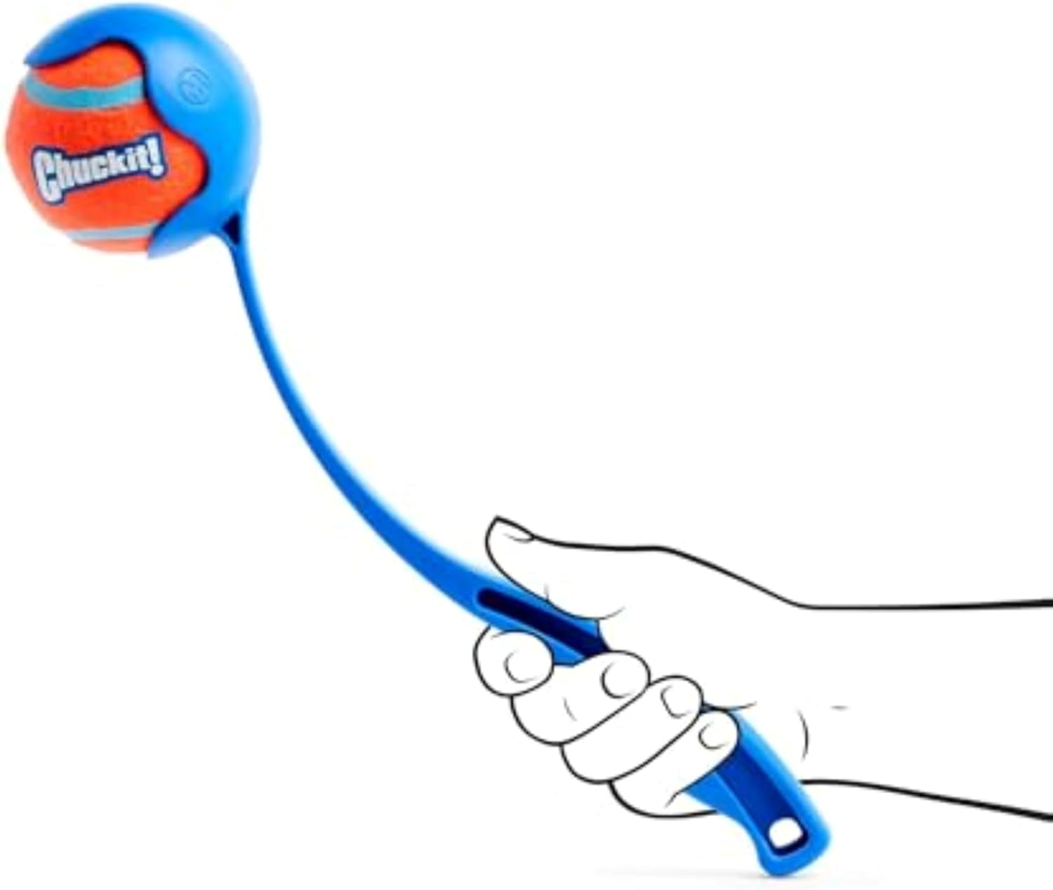 Dog Ball Launcher 12M Sport with 12" Handle Length for Medium 2.5" Dog Balls for Dogs 20-60 Lb, Plastic Pet Fetch Ball Thrower, Perfect for Kids, Made in USA, Blue