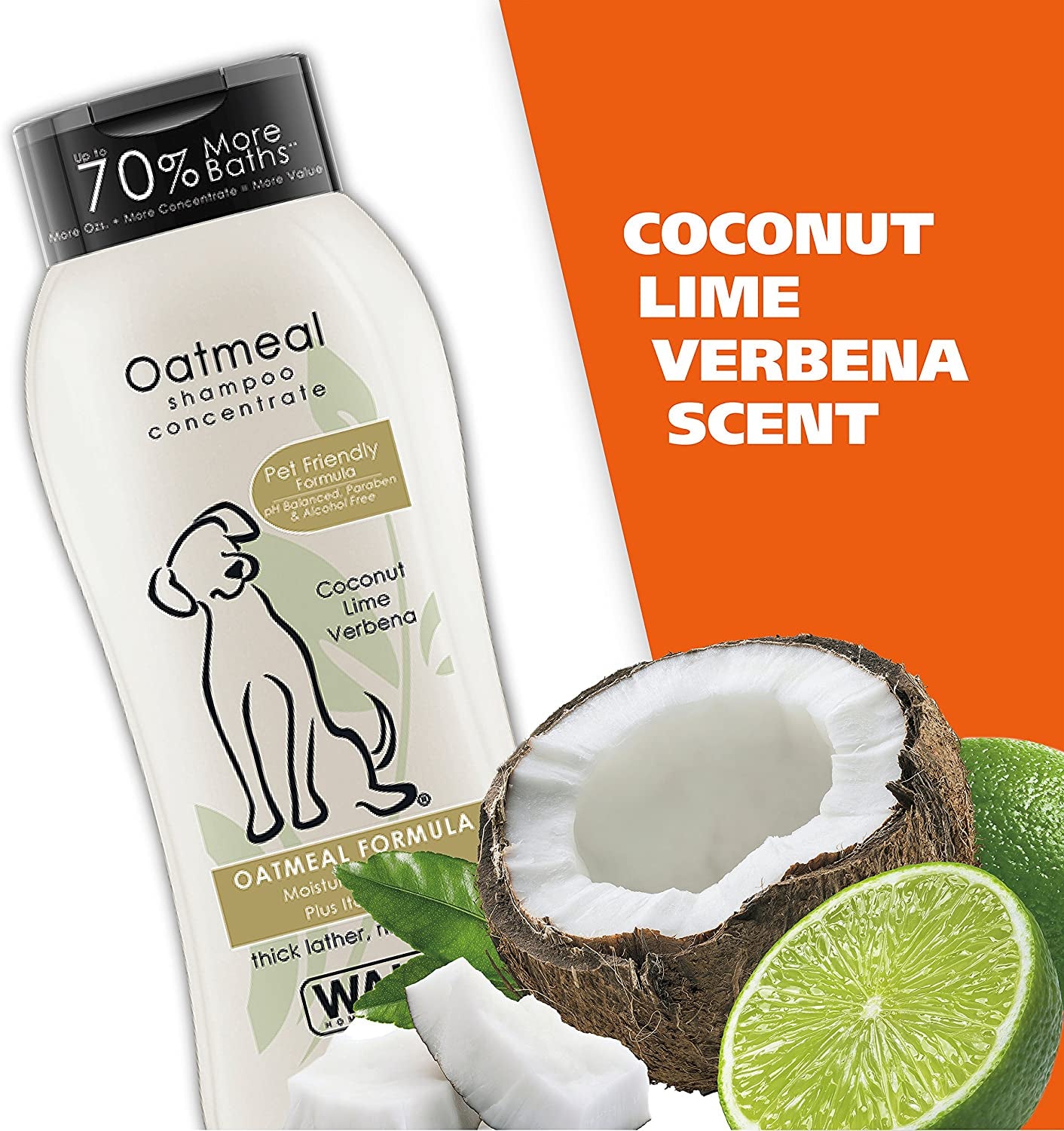 USA Dry Skin & Itch Relief Pet Shampoo for Dogs – Oatmeal Formula with Coconut Lime Verbena Scent & Pet Friendly Formula, 24 Oz - Model 820004A