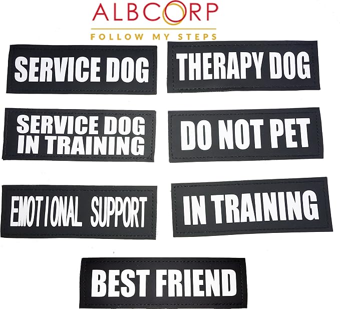 Reflective Do Not Pet Patches with Hook Backing for Service Animal Vests/Harnesses Medium (5 X 1.5) Inch