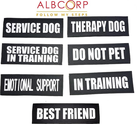 Reflective Do Not Pet Patches with Hook Backing for Service Animal Vests/Harnesses Medium (5 X 1.5) Inch