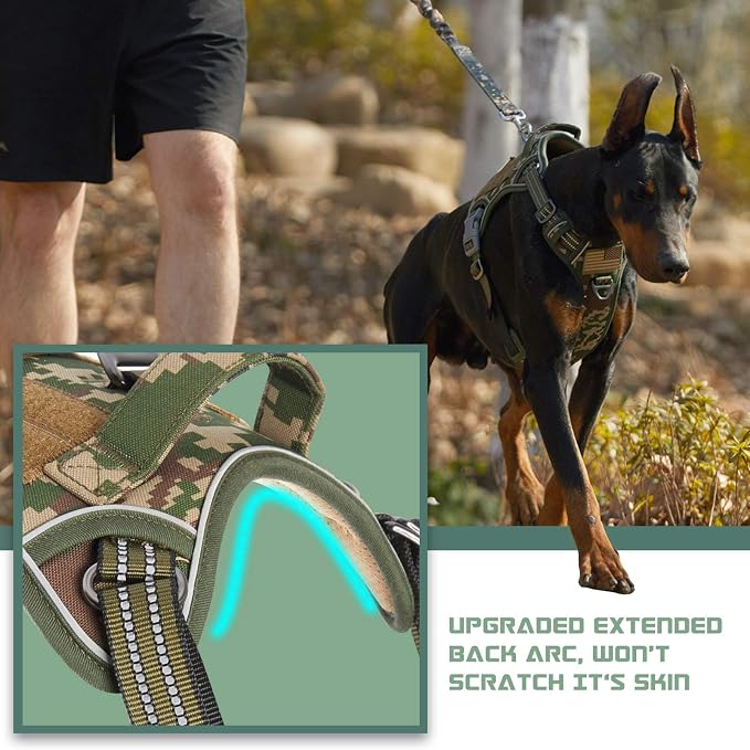 Tactical Dog Harness for Medium Dogs No Pull, Famous TIK Tok No Pull Dog Harness, Fit Smart Reflective Pet Walking Harness for Training, Adjustable Dog Vest Harness with Handle Green M