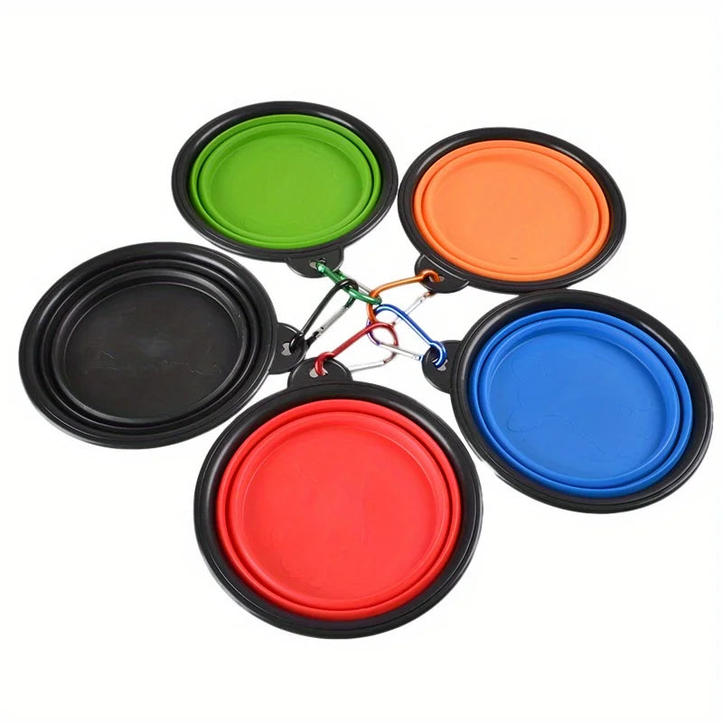 Dog Folding Bowl Portable Dog Travel Bowl Dog Food Water Bowl for Outdoor Walking Silicone Dog Food Water Bowl with Bowl Lip