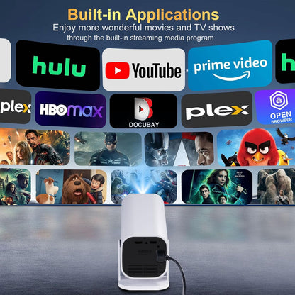 【Built-In APPS & Electric Focusing & 210° Rotation】Mini Projector with Wifi and Bluetooth, 1080P Portable Projector, Movie Projector for Bedroom, Supports Smartphones/Tv Stick/Ipad/Ps5/Laptop/Hdmi/Usb