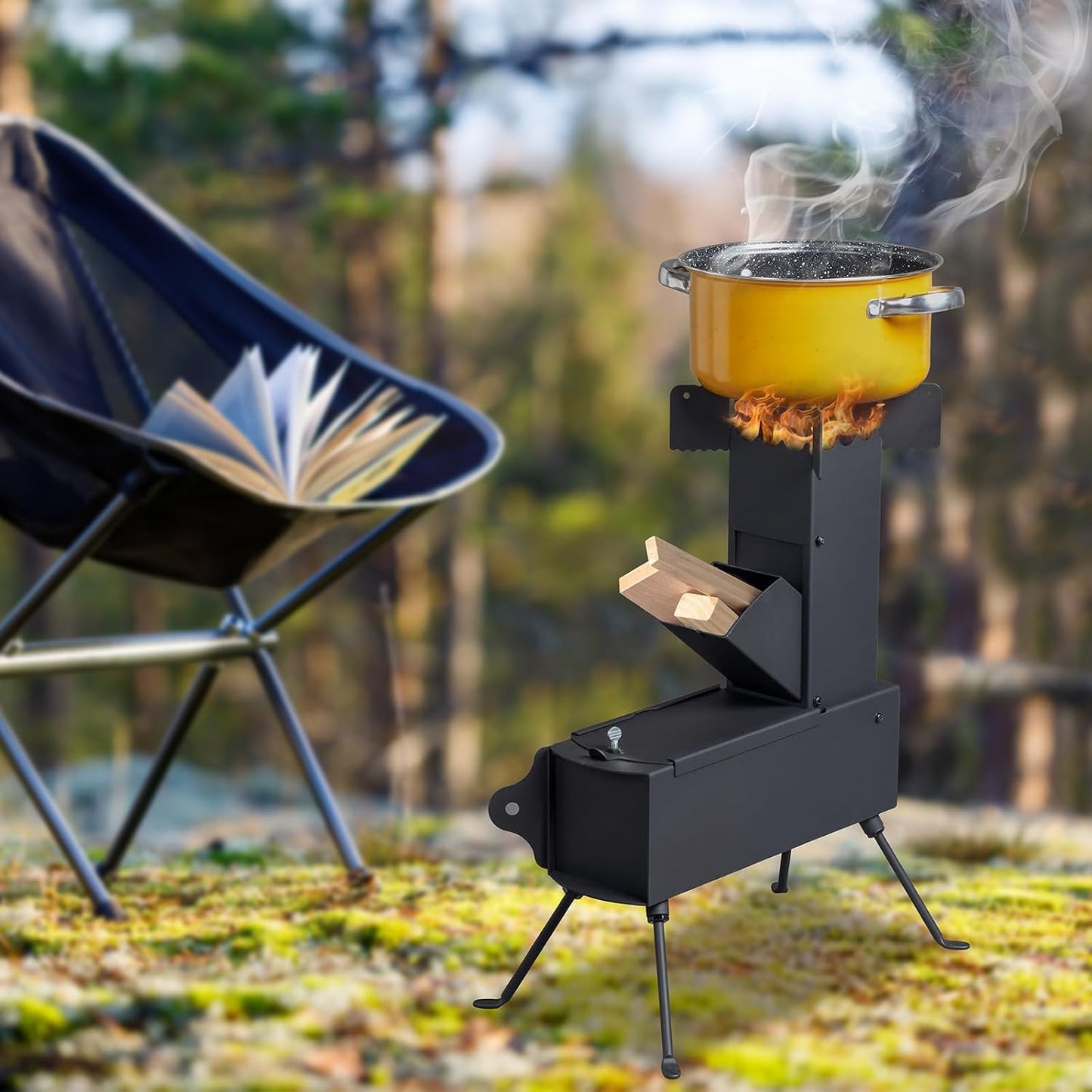 Ultimate Portable Camping Rocket Stove - Wood Burning Tent Heater for Outdoor Cooking & BBQ Adventures