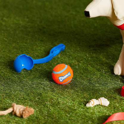 Dog Ball Launcher 12M Sport with 12" Handle Length for Medium 2.5" Dog Balls for Dogs 20-60 Lb, Plastic Pet Fetch Ball Thrower, Perfect for Kids, Made in USA, Blue