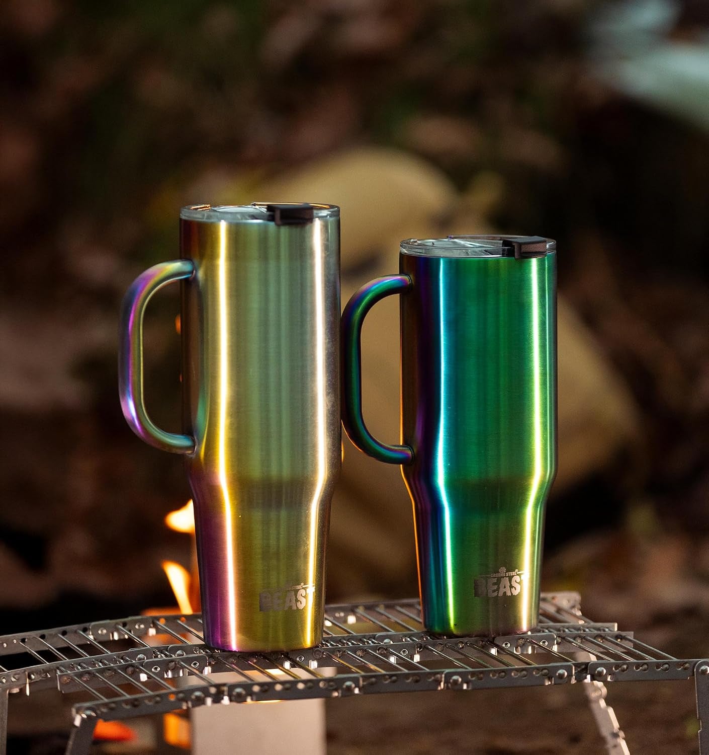 Beast 42 Oz Tumbler with Handle Stainless Steel Vacuum Insulated Coffee Ice Cup Double Wall Travel Flask (Rainbow)