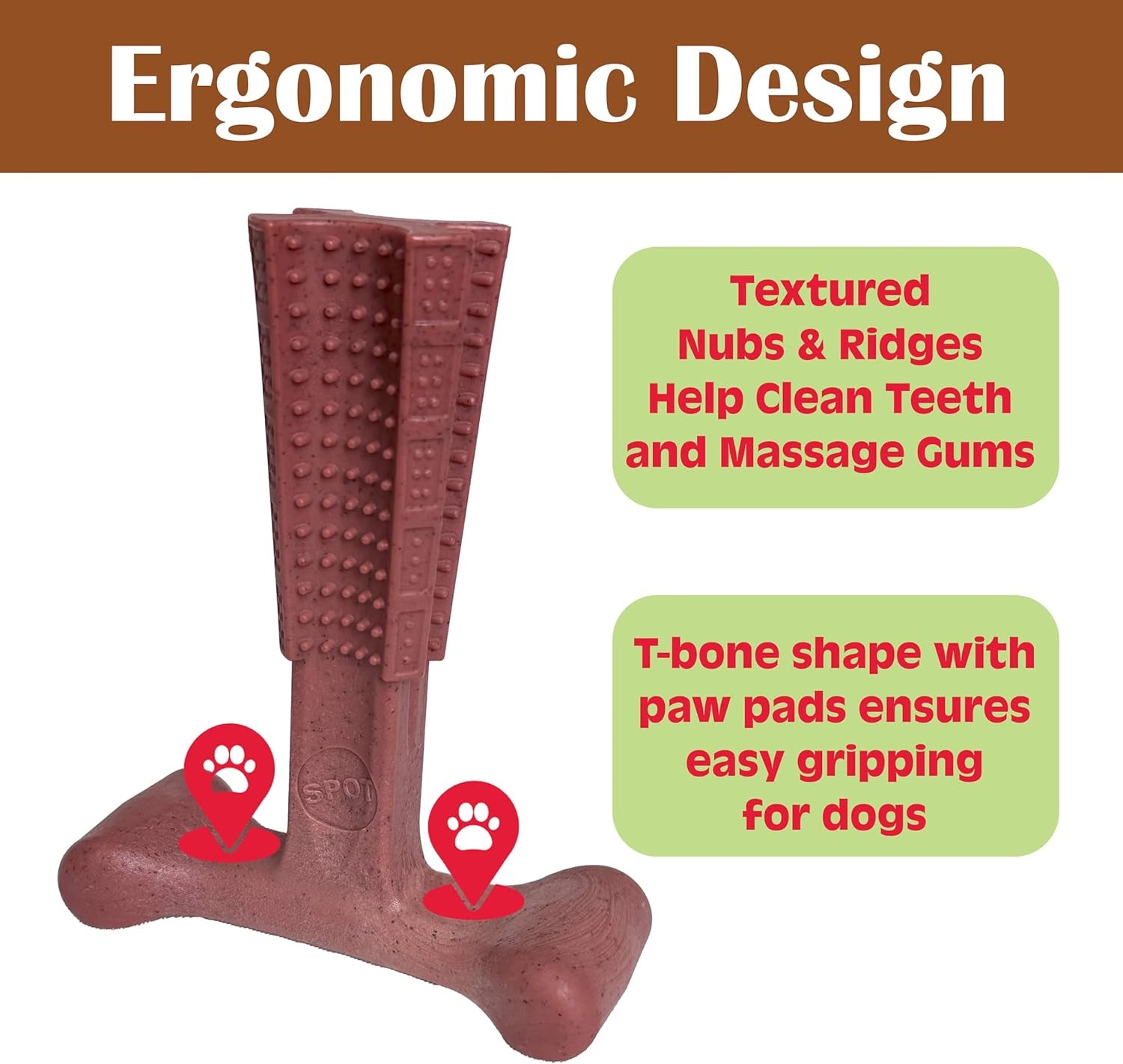 Bam-Bones plus T Bone – Bamboo Fiber & Nylon Dog Chew Toy for Moderate to Aggressive Chewers, Durable Long Lasting & Non-Splintering, Beef Flavor Toy for Adult Dogs & Puppies under 60 Lbs, 6 In