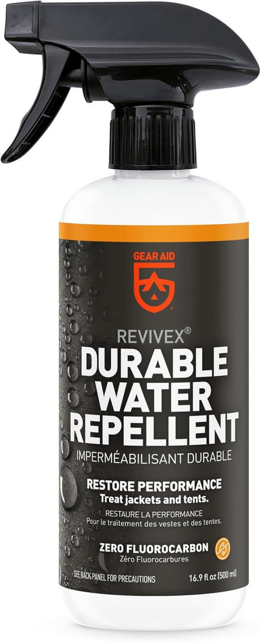 Revivex Durable Water Repellent (DWR) Spray for Waterproof Jackets, Rain Gear, Gore-Tex, Tents & Camping Gear – Restore Waterproofing & Breathability, Various Sizes