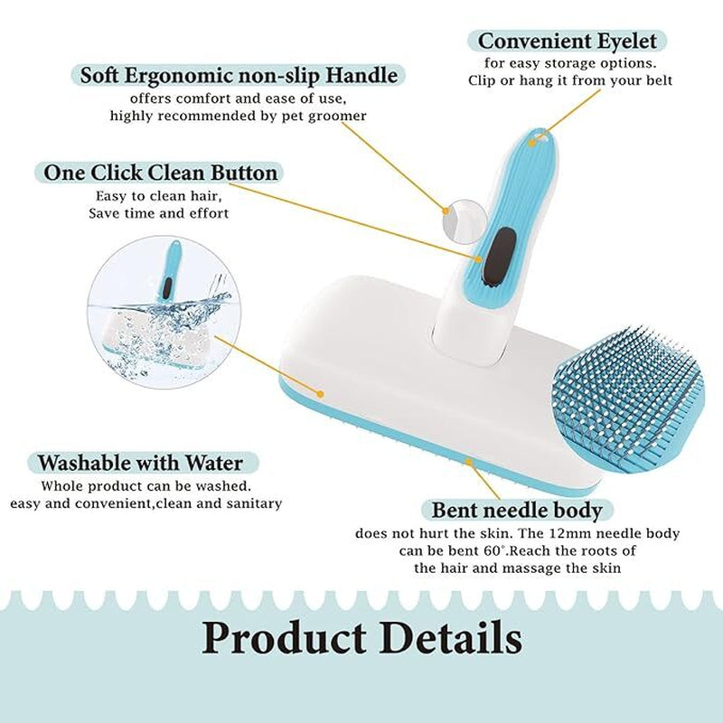 Dog Brush-Self Cleaning Dog and Cat Hair Brush, Deshedding Comb Long and Short