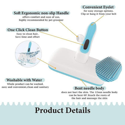 Dog Brush-Self Cleaning Dog and Cat Hair Brush, Deshedding Comb Long and Short