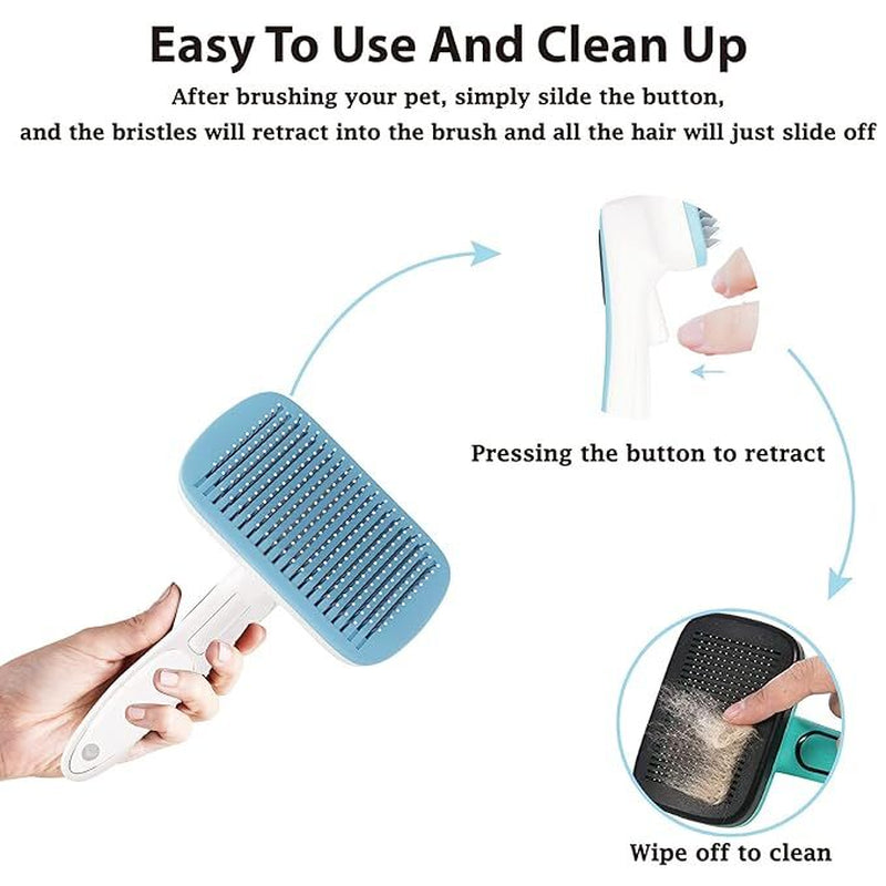 Dog Brush-Self Cleaning Dog and Cat Hair Brush, Deshedding Comb Long and Short