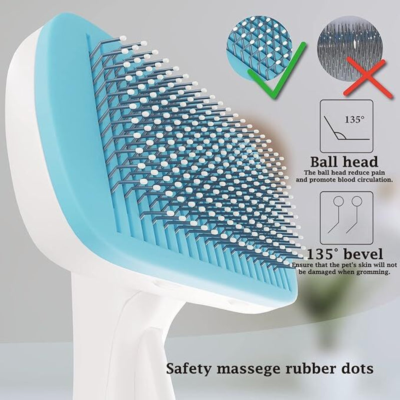 Dog Brush-Self Cleaning Dog and Cat Hair Brush, Deshedding Comb Long and Short