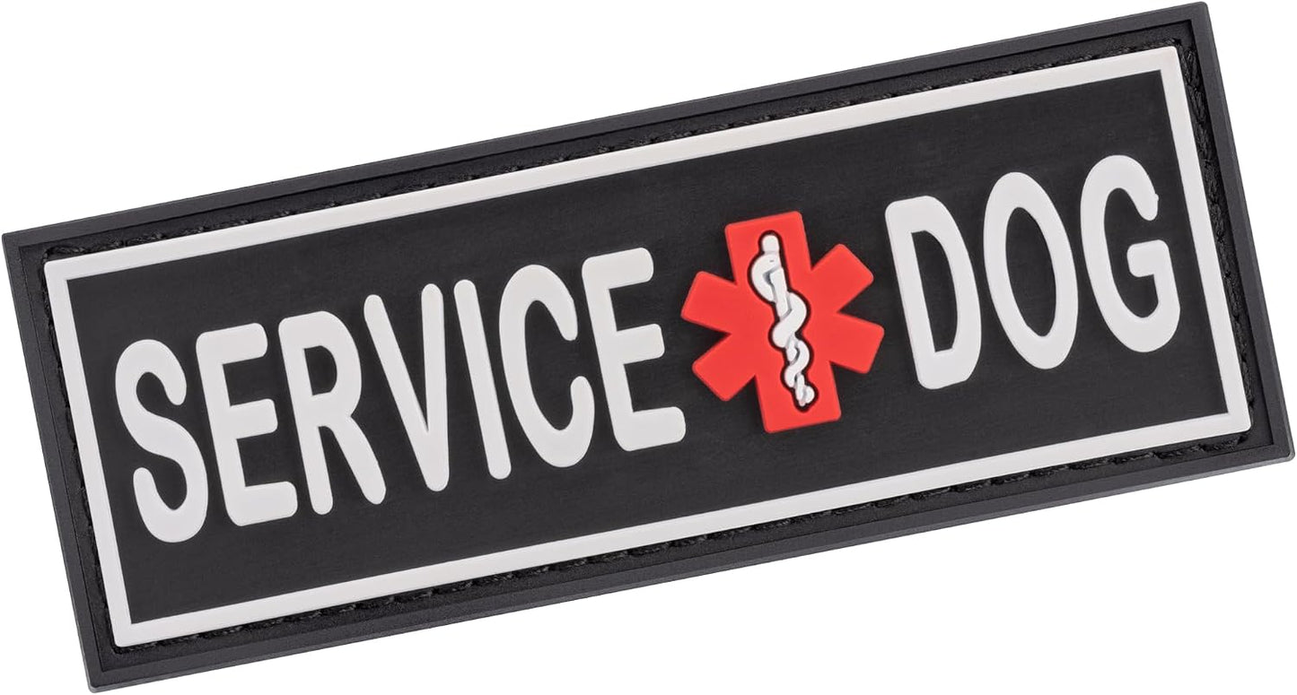 Service Dog Patch for Harness and Vest Removable 3D Rubber Patches Hook Backing for Small or Large Working Dogs