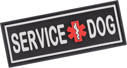 Service Dog Patch for Harness and Vest Removable 3D Rubber Patches Hook Backing for Small or Large Working Dogs