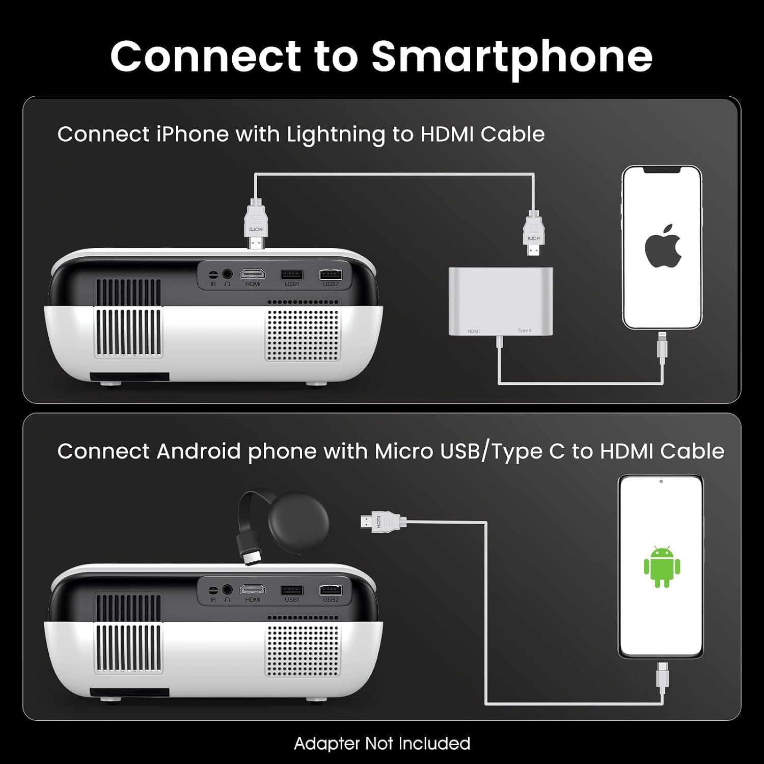 Native 1080P Outdoor Smart Projector-Standard | Native 1080P • Mini & Portable • Easy Setup • Built-In Speaker • Indoor & Outdoor • Phone, Laptop & PS5 Compatible