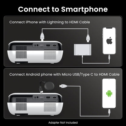 Native 1080P Outdoor Smart Projector-Standard | Native 1080P • Mini & Portable • Easy Setup • Built-In Speaker • Indoor & Outdoor • Phone, Laptop & PS5 Compatible