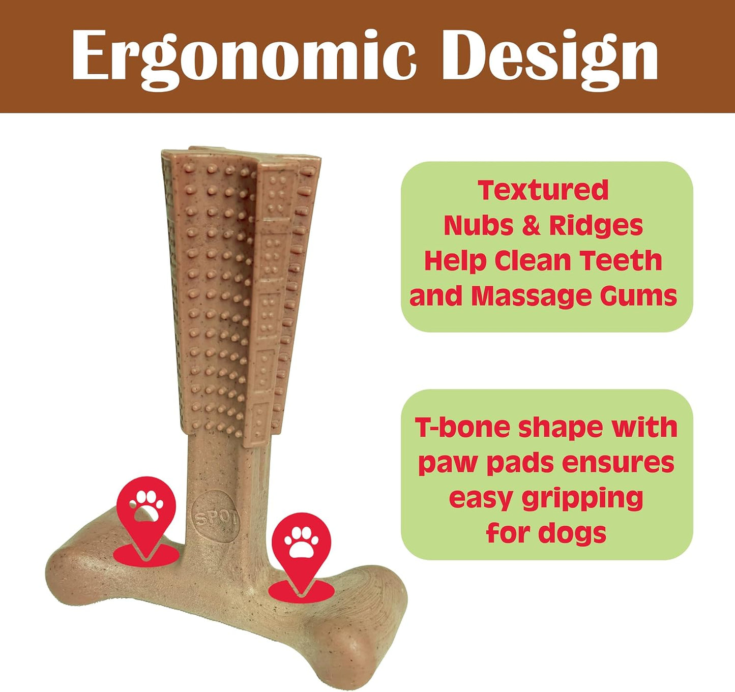 Bam-Bones Plus T-Bone Chew Toy for Dogs - Durable Bamboo & Nylon, Chicken Flavor, Perfect for Medium Chewers 30-60 lbs