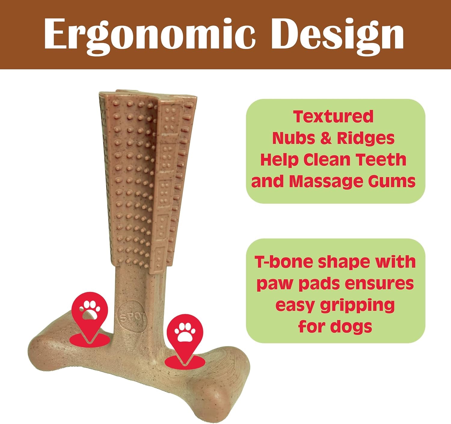 Bam-Bones Plus T-Bone Chew Toy for Dogs - Durable Bamboo & Nylon, Chicken Flavor, Perfect for Medium Chewers 30-60 lbs