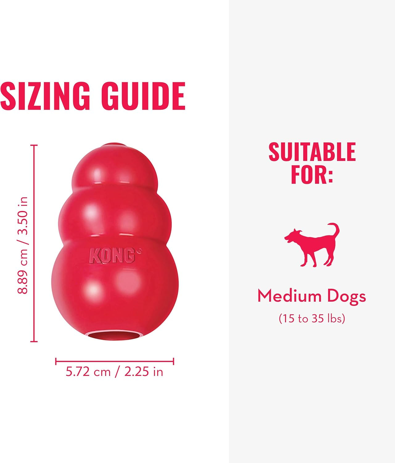 Classic Stuffable Dog Toy - Fetch & Chew Toy for Dogs - Treat-Filling Capabilities & Erratic Bounce for Extended Play Time - Durable Natural Rubber Material - for Medium Dogs