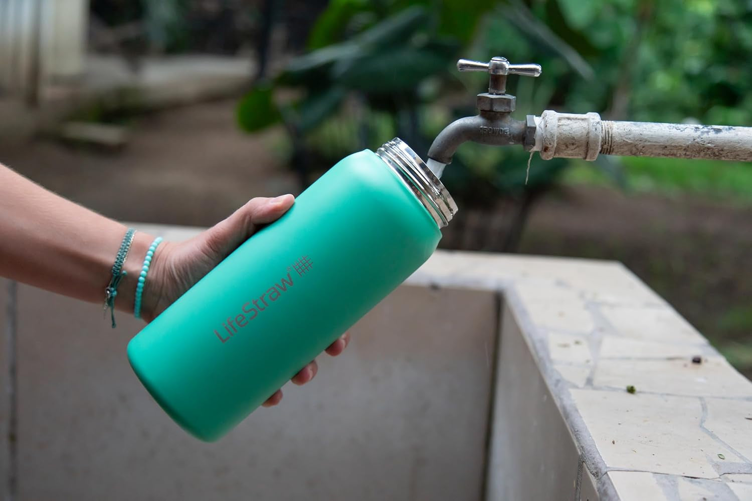 Go Series — Insulated Stainless Steel Water Filter Bottle for Travel and Everyday Use Removes Bacteria, Parasites and Microplastics, Improves Taste, 24 Oz, Cactus Green