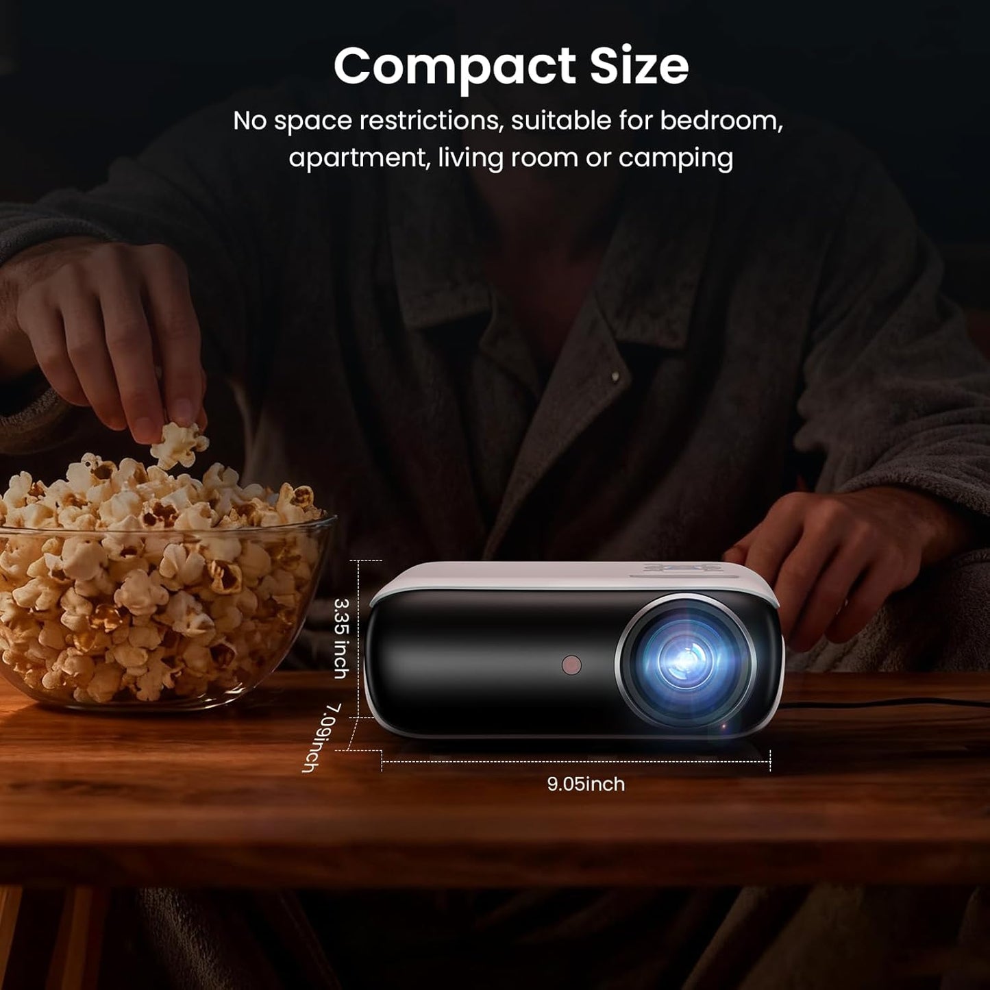 Native 1080P Outdoor Smart Projector-Standard | Native 1080P • Mini & Portable • Easy Setup • Built-In Speaker • Indoor & Outdoor • Phone, Laptop & PS5 Compatible