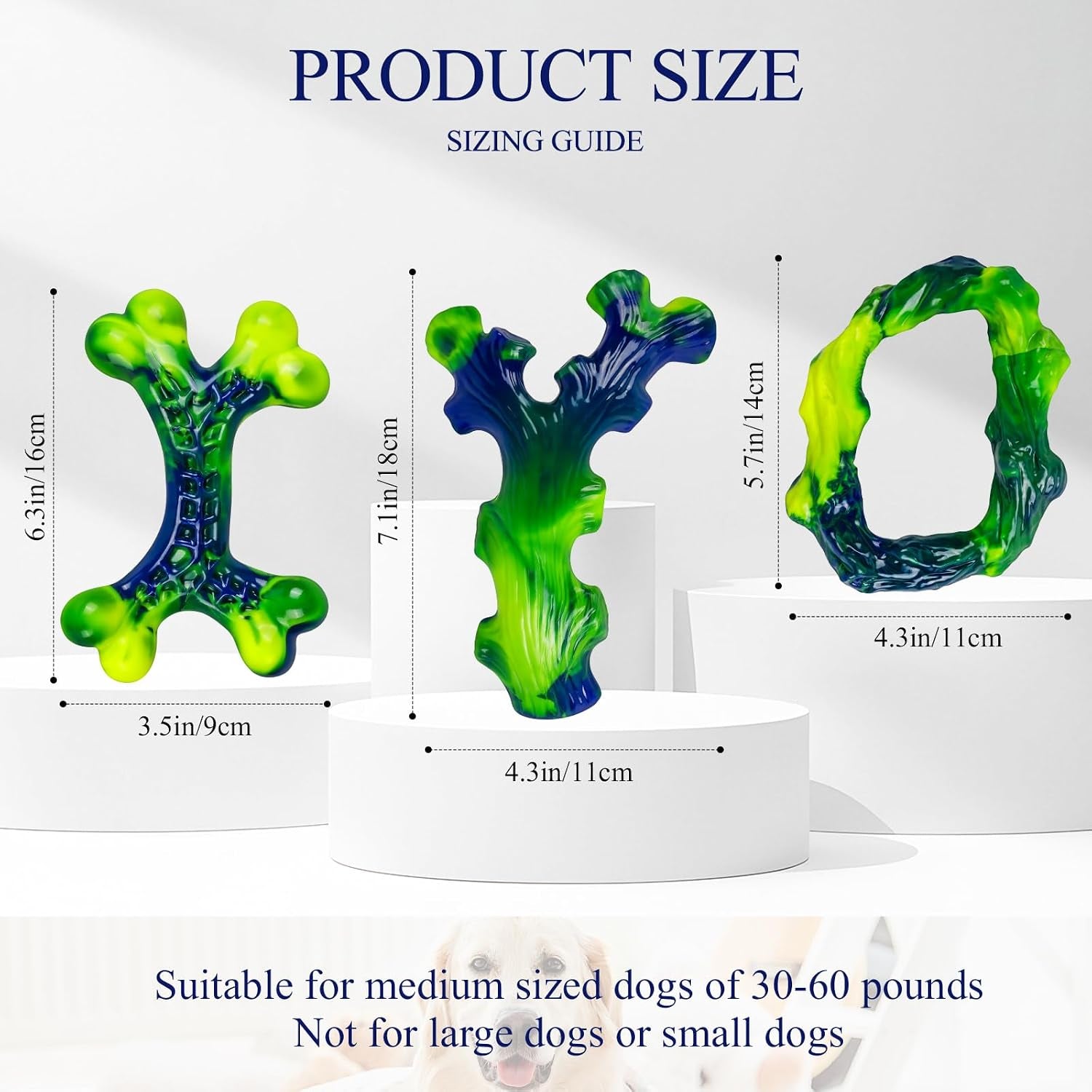 3-Pack Indestructible Nylon Dog Chew Toys for Aggressive Chewers - Long-Lasting Durable Bone-Shaped Toys, Large Breed Dogs, Tough Puppy Teeth Enrichment