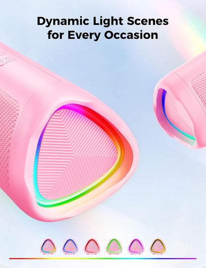 Bluetooth Speaker, 20W HD Sound, Portable Wireless, IPX5 Waterproof, up to 24H Playtime, TWS Pairing, for Home/Party/Outdoor/Camping/Beach Essentials, Electronic Gadgets, Birthday Gift (Pink)