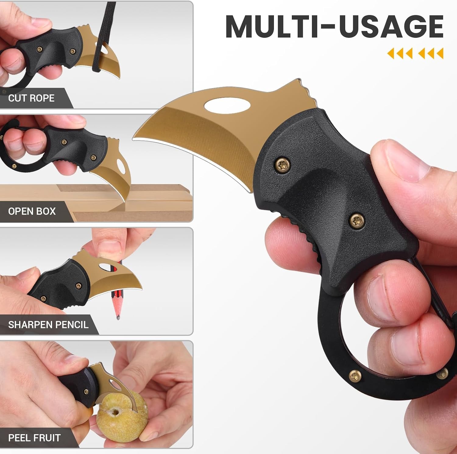 Small Pocket Knife for Men, Edc Knives Tool | Cool Folding Knife Box Cutter with 1.34Inch Sharp Blade, Great Gift for Men (Gold)