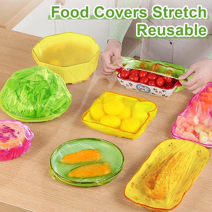 Bowl Covers Plastic Elastic Wrap for Food Storage Reusable Food Covers Saran Wrap Fresh Keeping Stretch Bags Bowl Covers for Bread Proofing for Family Outdoor Picnic Sourdough Baking(60)