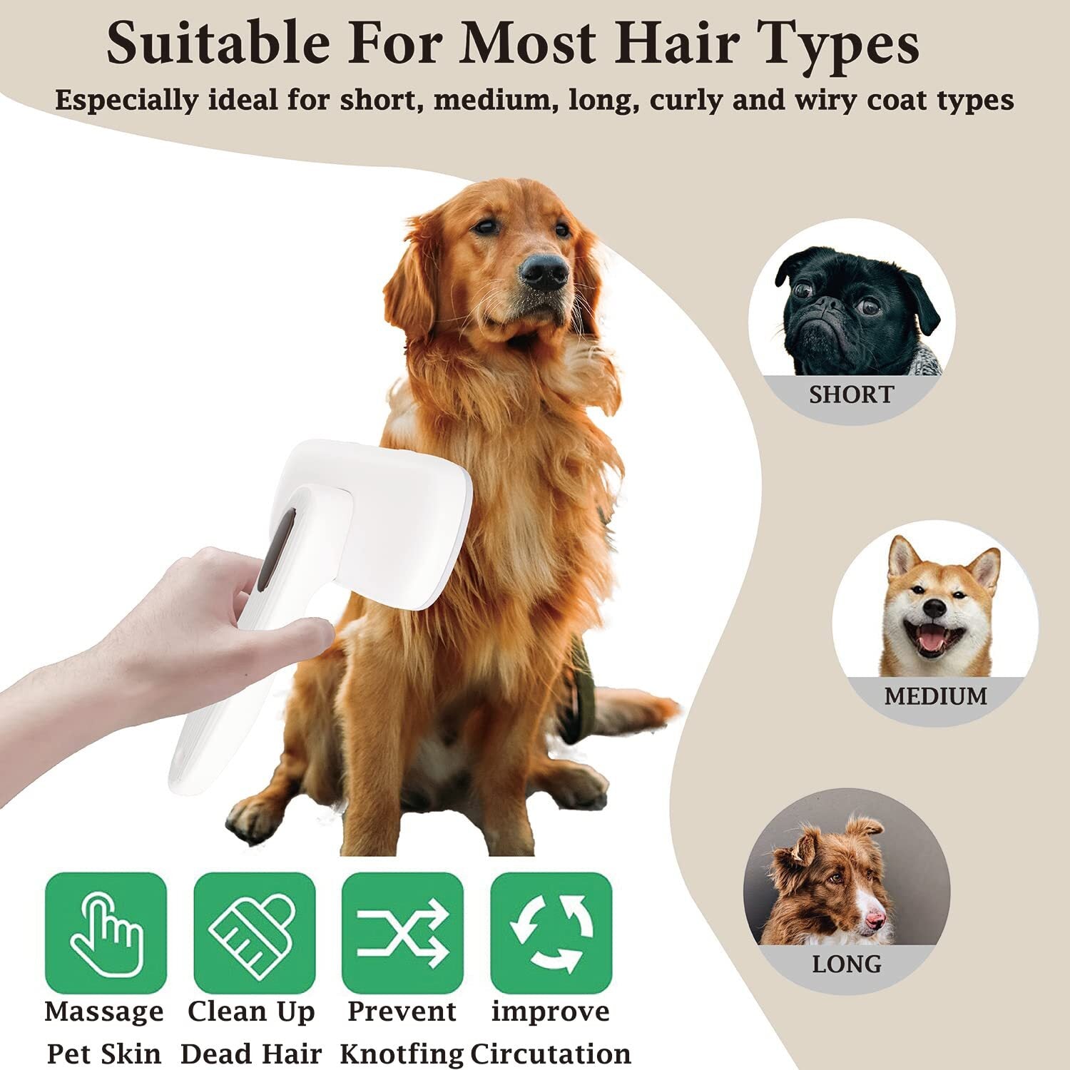 Dog Brush-Self Cleaning Dog and Cat Hair Brush, Deshedding Comb Long and Short