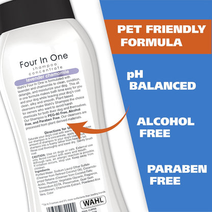 USA 4-In-1 Calming Dog Shampoo with Lavender Chamomile Scent – Cleans, Conditions, Detangles, & Moisturizes - Pet Friendly Formula - 24 Oz - Model 820000A
