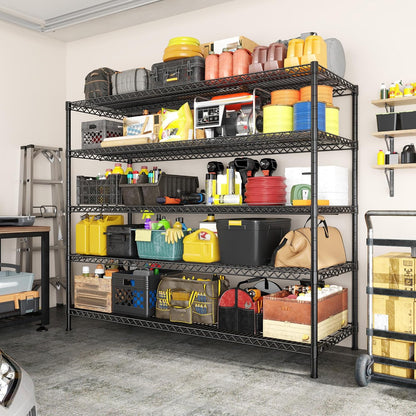 3200LBS Storage Shelves 55.5" W Garage Shelving Heavy Duty 5 Tier Adjustable Wire Shelving Unit Metal Shelving for Garage Pantry Commercial Basement,55.5" W X 18''D X 71" H