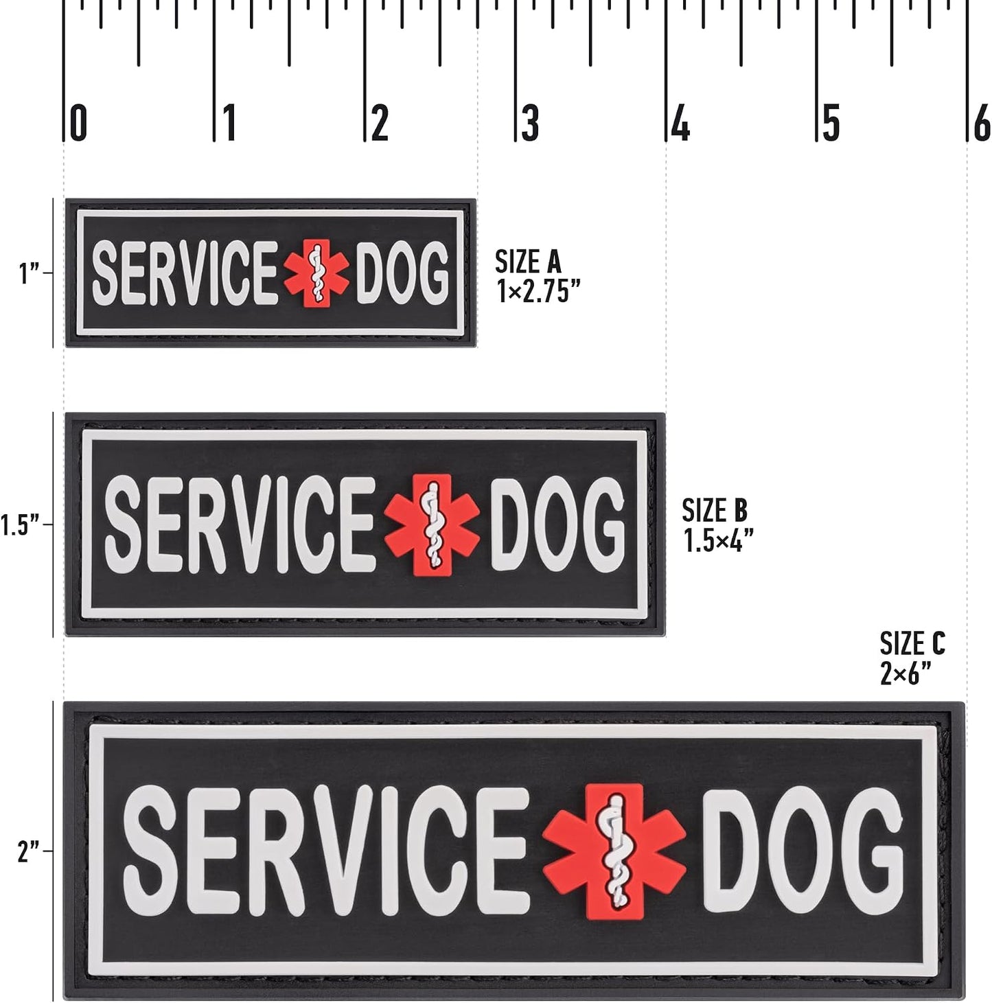 Service Dog Patch for Harness and Vest Removable 3D Rubber Patches Hook Backing for Small or Large Working Dogs