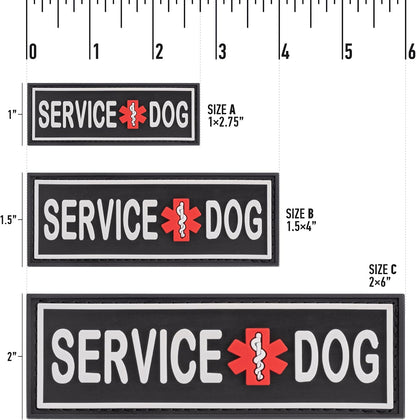 Service Dog Patch for Harness and Vest Removable 3D Rubber Patches Hook Backing for Small or Large Working Dogs