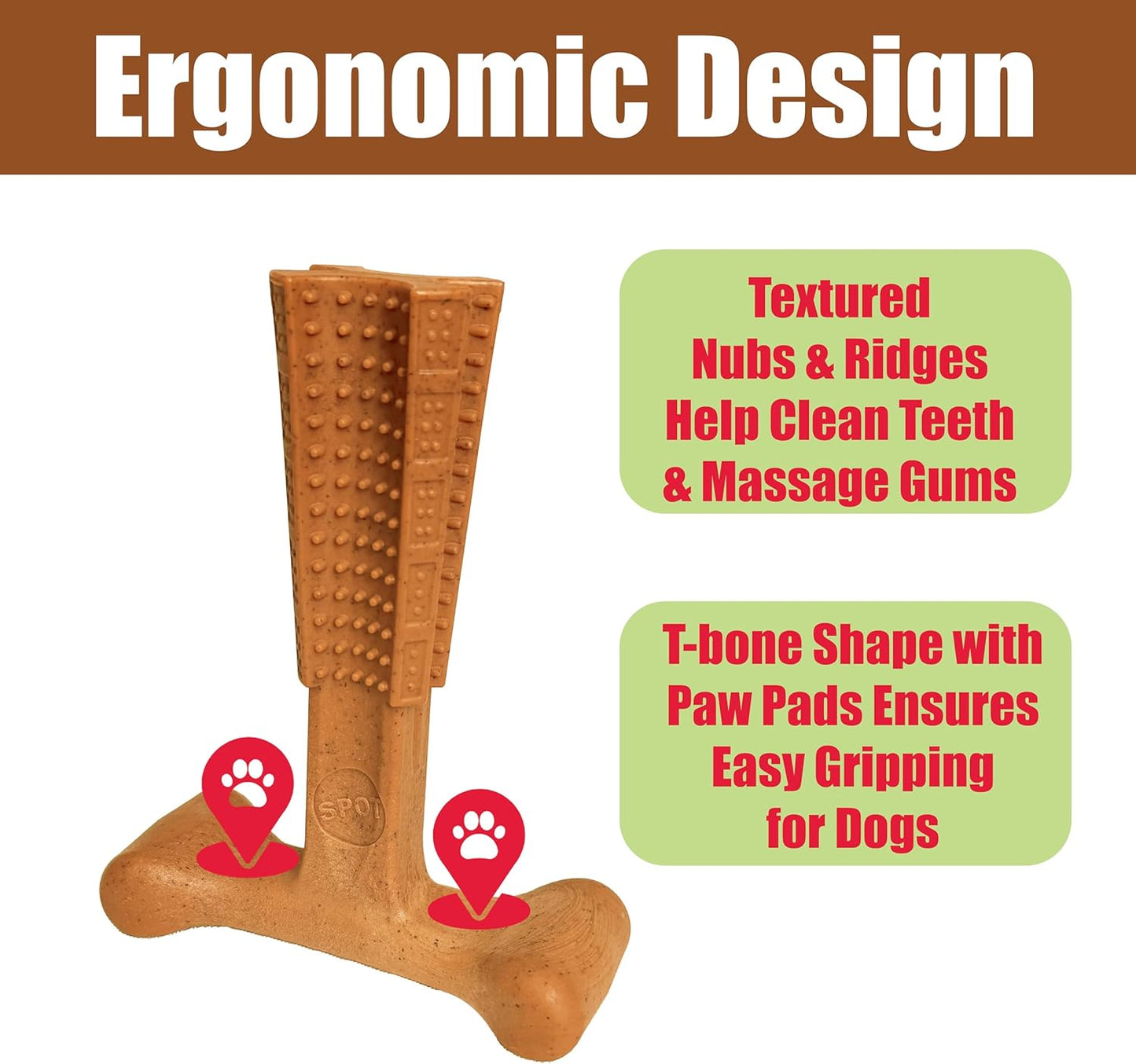 Bam-Bones plus T Bone - Bamboo Fiber & Nylon, Durable Long Lasting Dog Chew for Aggressive Chewers – Toy for Dogs & Puppies under 60Lbs, Non-Splintering, 6In, Allergen Free Peanut Butter Flavor