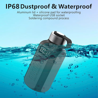 20,000Mah Rugged Power Bank with Fast Charge USB-C PD, IP68 Waterproof Shockproof, Includes 420Lm Bright Camping Lantern, Tactical Outdoor Charger for Hiking Camping Survival Emergency（Black）