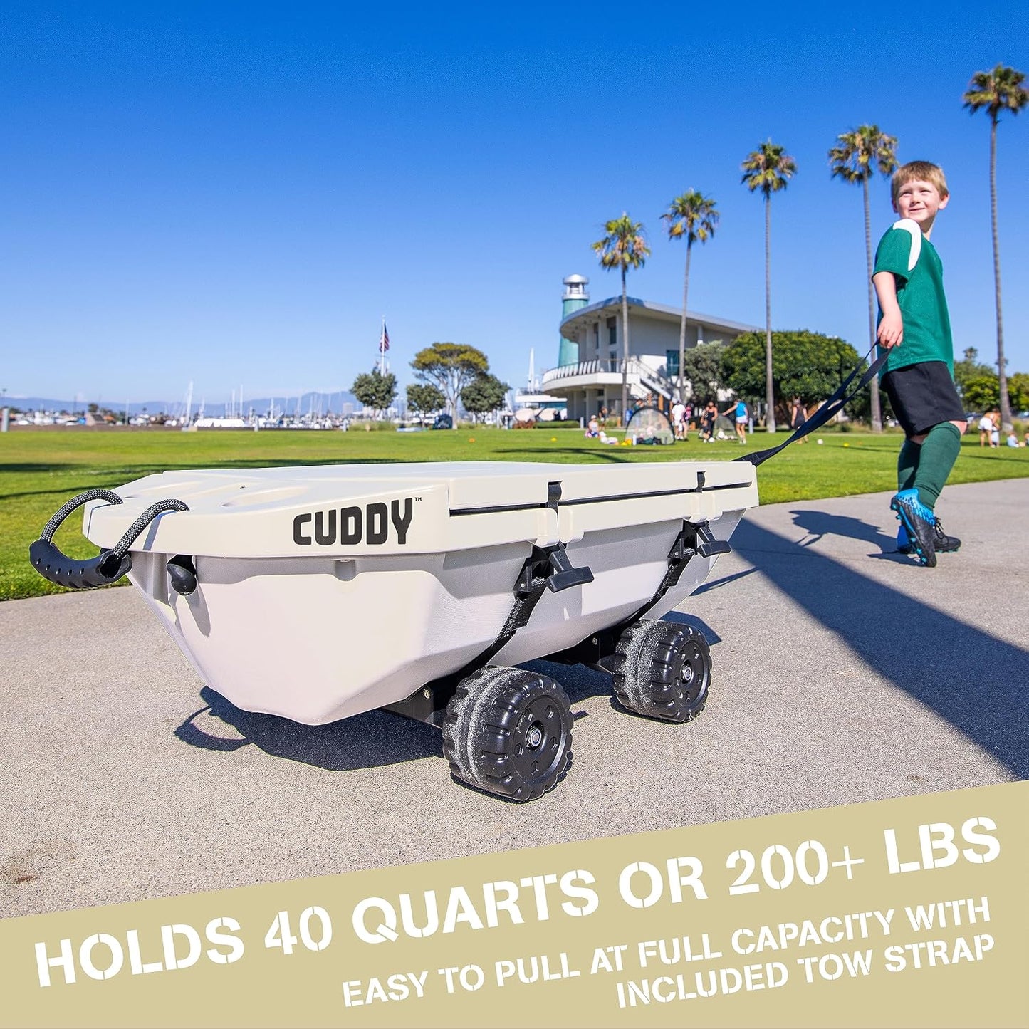 CUDDY Crawler Cooler with Wheels – 40 QT Amphibious Floating Cooler and Dry Storage Vessel - Orange, Navy, Tan, or White