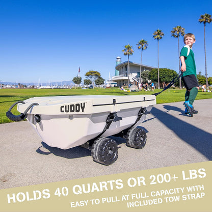 CUDDY Crawler Cooler with Wheels – 40 QT Amphibious Floating Cooler and Dry Storage Vessel - Orange, Navy, Tan, or White