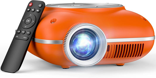 Mini Projector, 1080P Supported Portable Bluetooth Projector | Mini & Portable, Built-In Bluetooth/Speaker, Home Theater, Outdoor/Indoor, HDMI/USB Compatible Phone & Laptop(Orange)