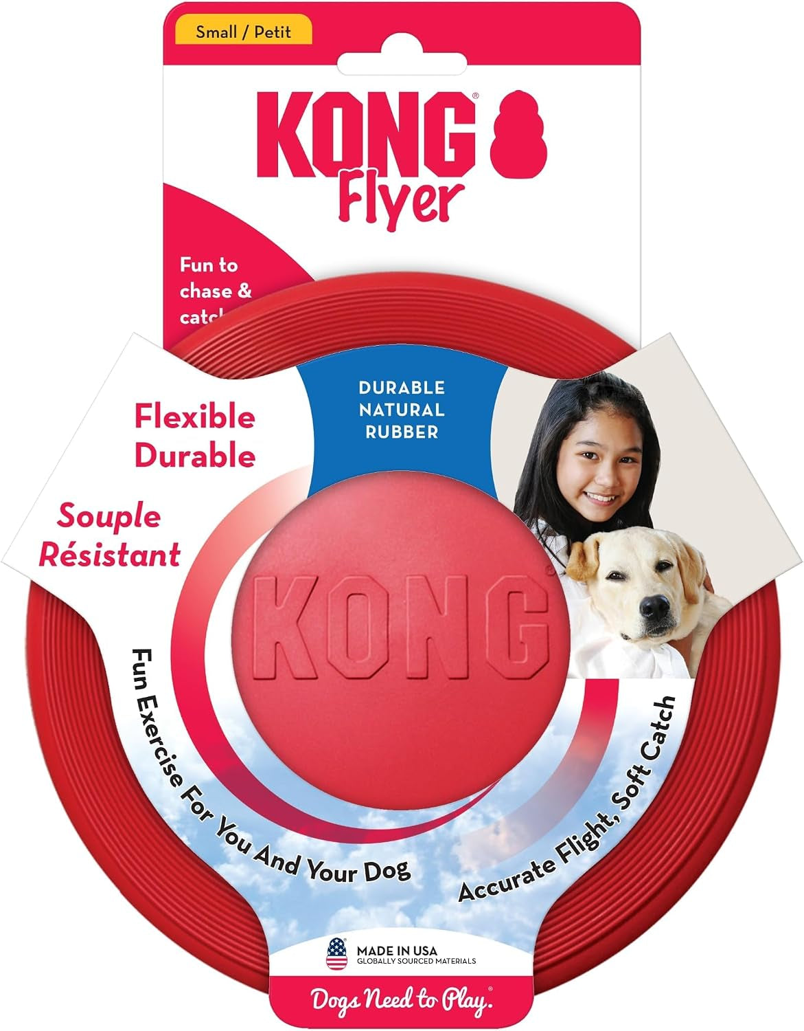 KONG Flyer - Ultimate Durable Dog Fetch Toy for Small Dogs - Natural Rubber Flying Disc (2-Pack) for Active Outdoor Playtime
