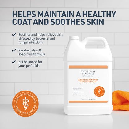 Clinical Care Antiseptic and Antifungal Medicated Shampoo for Dogs & Cats, 128 Fl Oz – Helps Alleviate Scaly, Greasy, Red Skin – Paraben, Dye, Soap-Free (1 Pack)