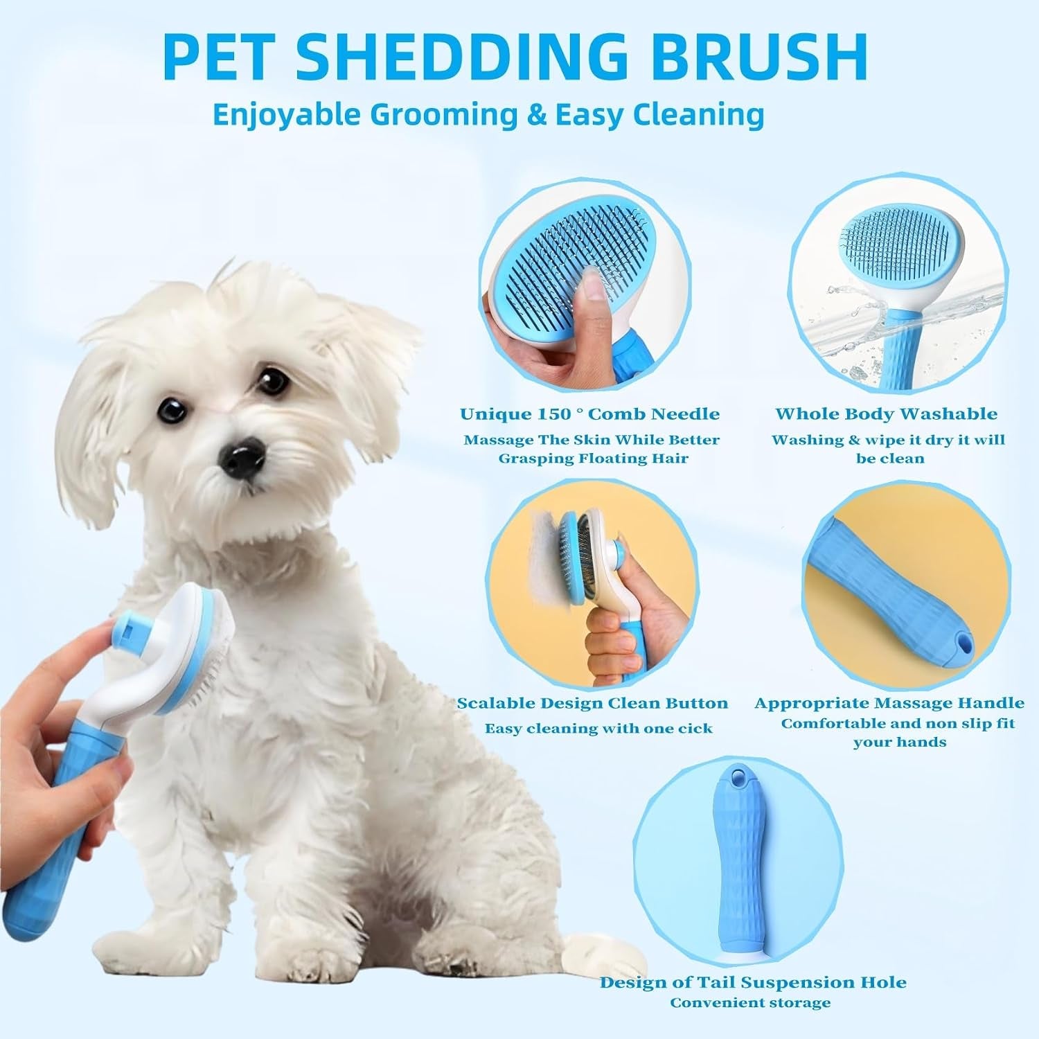 9-In-1 Pet Grooming Kit:Deshedding Brushs,Massage Gloves Brush,Silicone Finger Toothbrushes,Shampoo Bath Brushs,Slicker Brush – Complete Grooming Set for Dogs, Cats, and Small Animals