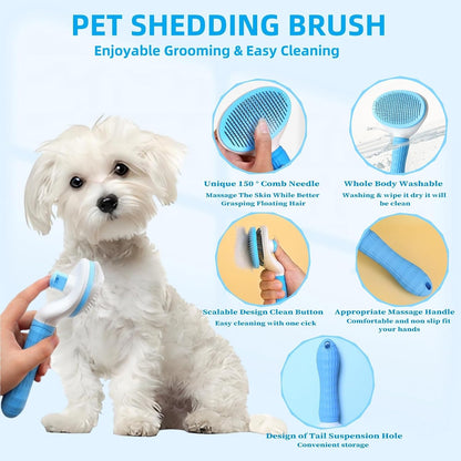 9-In-1 Pet Grooming Kit:Deshedding Brushs,Massage Gloves Brush,Silicone Finger Toothbrushes,Shampoo Bath Brushs,Slicker Brush – Complete Grooming Set for Dogs, Cats, and Small Animals