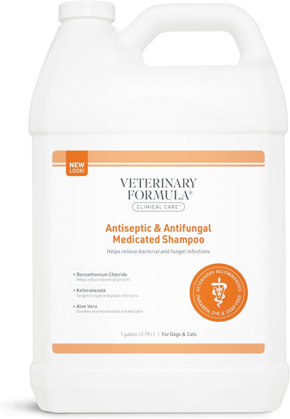 Clinical Care Antiseptic and Antifungal Medicated Shampoo for Dogs & Cats, 128 Fl Oz – Helps Alleviate Scaly, Greasy, Red Skin – Paraben, Dye, Soap-Free (1 Pack)