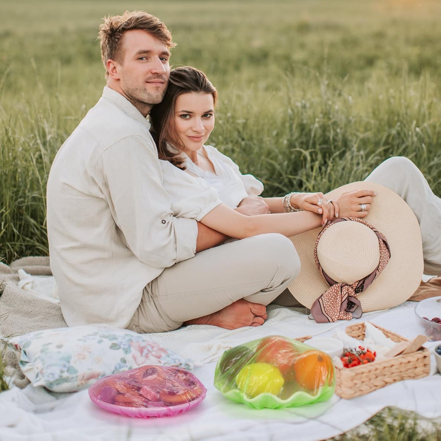 Bowl Covers Plastic Elastic Wrap for Food Storage Reusable Food Covers Saran Wrap Fresh Keeping Stretch Bags Bowl Covers for Bread Proofing for Family Outdoor Picnic Sourdough Baking(60)