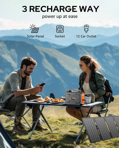 Portable Power Station, 146Wh 100W Solar Powered Power Bank with AC Outlet | Solar Generator Portable Charger Power Bank Battery Pack 110V for Home Outdoor Camping Emergency (Solar Panel NOT Included)