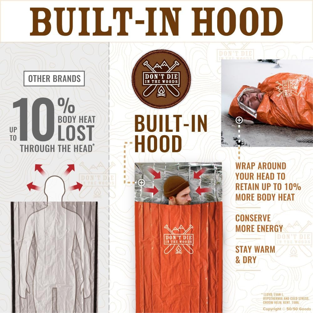 Stay Warm and Safe with Our Ultimate Emergency Sleeping Bag - Extra Thick Thermal Mylar with Hood for All-Season Camping and Hiking