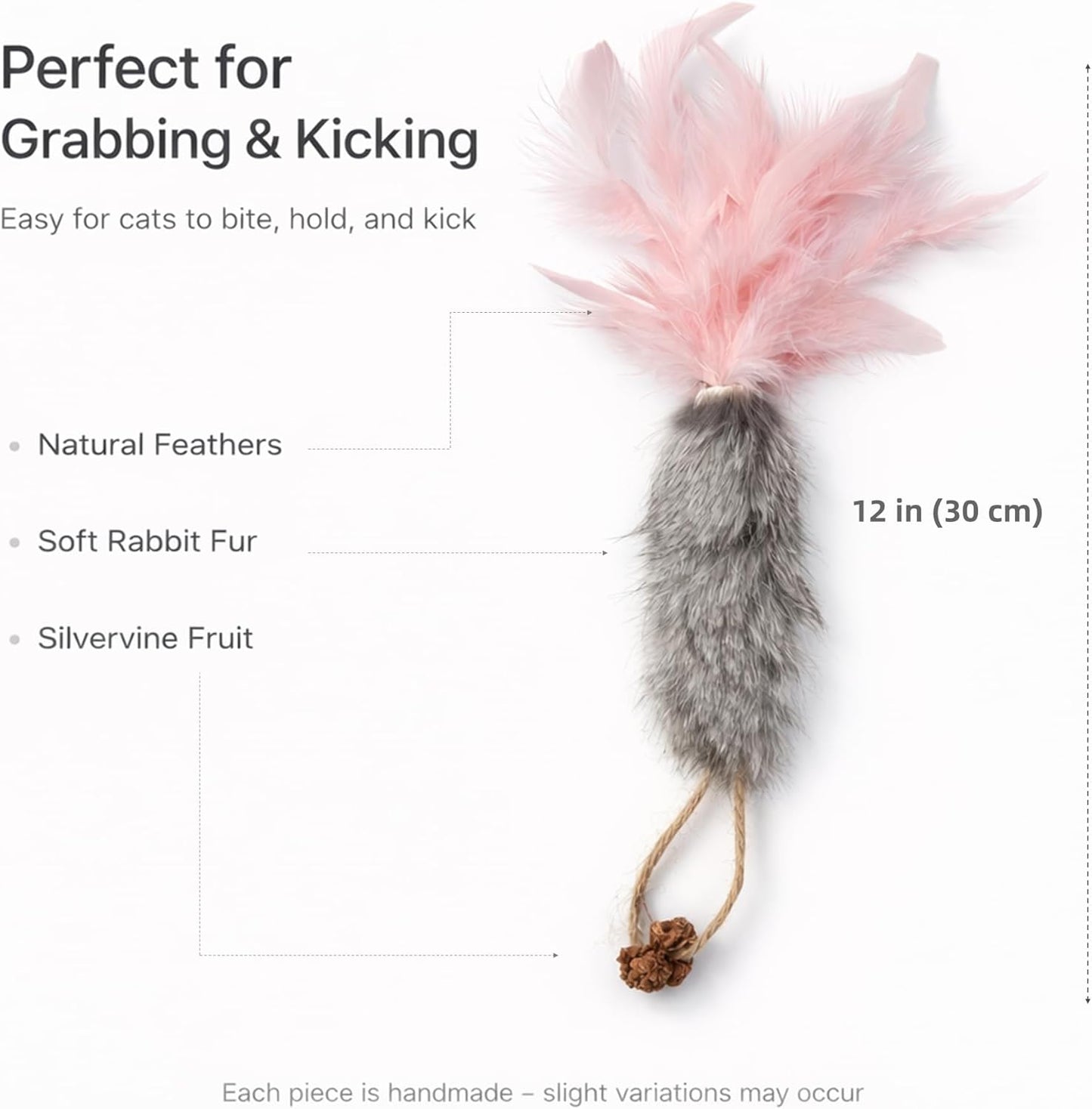 3 Pack Rabbit Fur Catnip Toys with Feathers – Interactive Carrot Cat Toys with Galls Fruit for Indoor Cats and Kittens