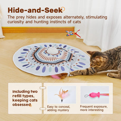 Cat Toys Chargeable, 3In1 Hide and Seek for Kittens, Interactive Automatic Play, Fluttering Butterfly, Moving Wand Feather, Indoor Kitty Exercise 22.8 Inch Cover for All Breeds | Automatic Play, Fluttering Butterfly, Moving Wand Feather, Indoor Kitten Exercise 22.8 Inch Cover for All Breeds